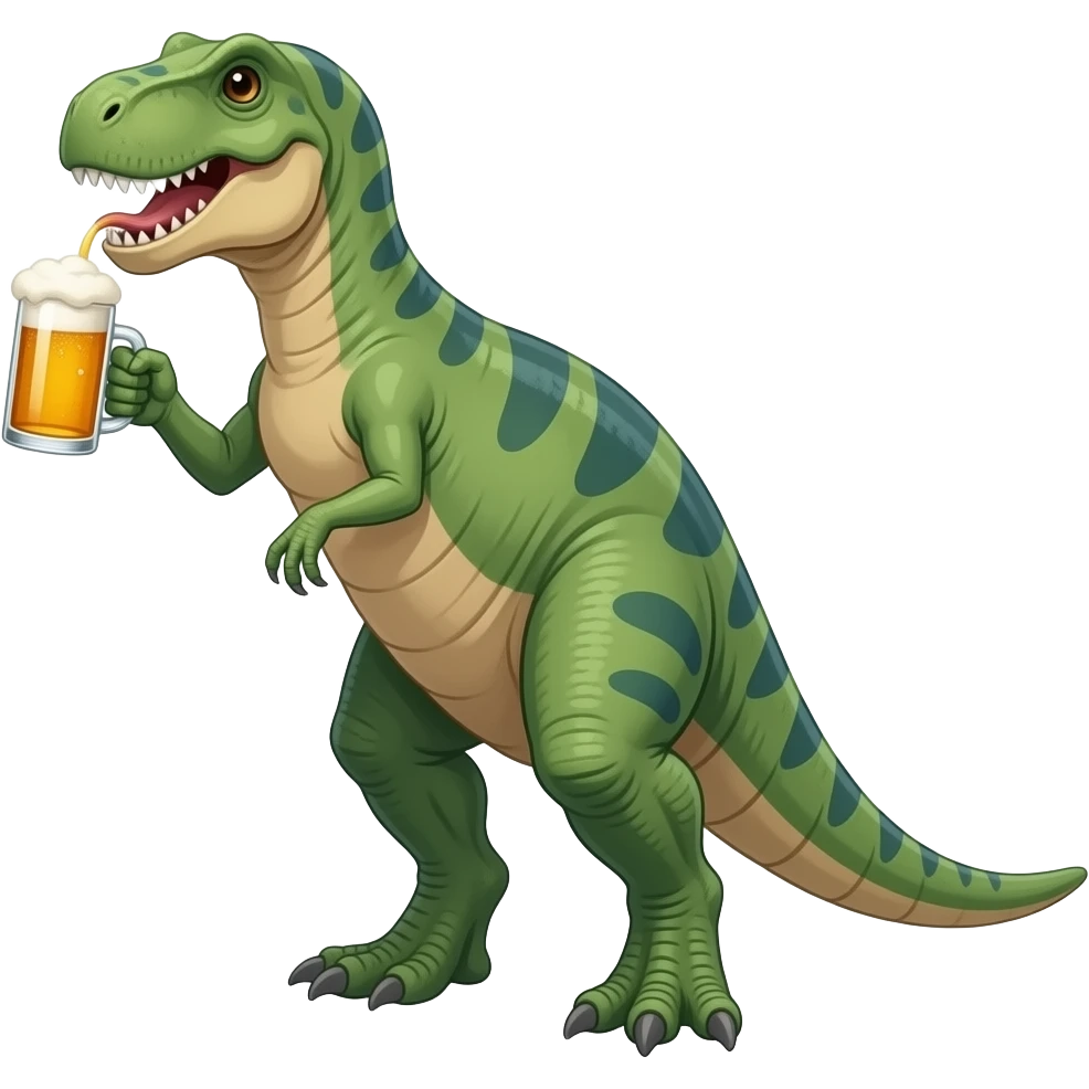 dinosaur pije pivo ziveli emoji
