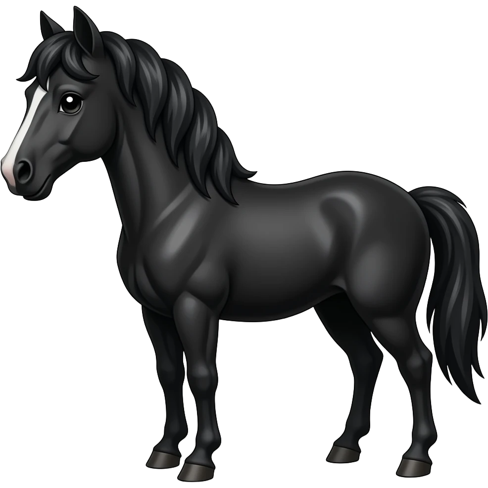 en søt svart hest emoji