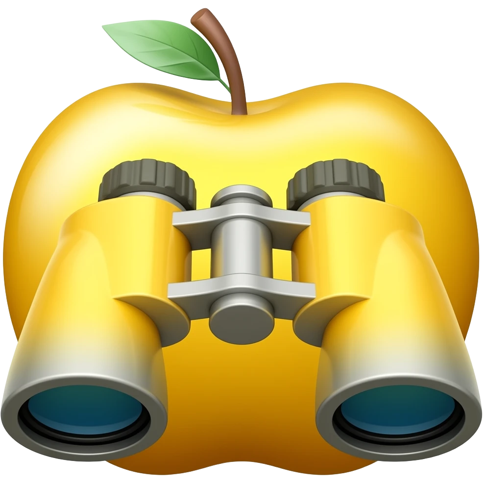 Binoculars apple style yellow emoji