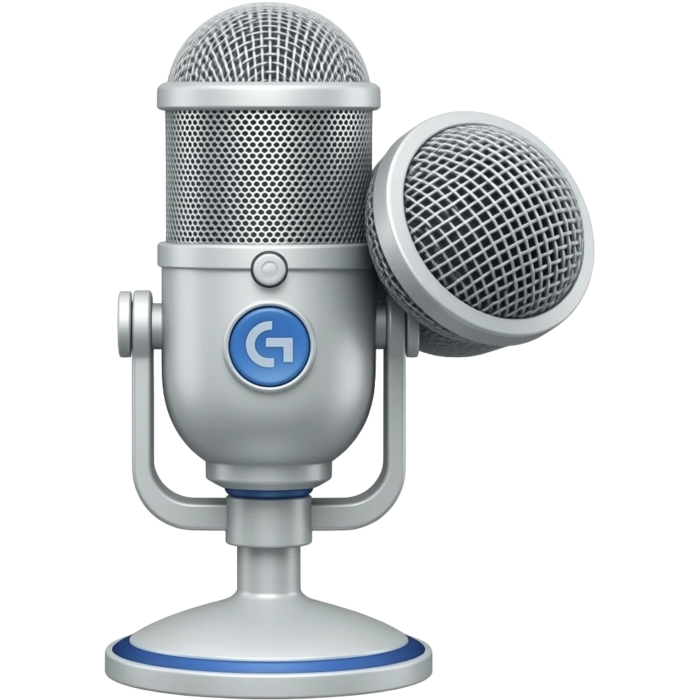 White desktop Logitech blue yeti Microphone emoji