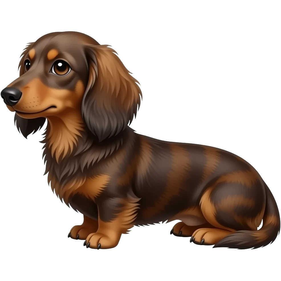 Long haired miniature brown marble dachshund emoji