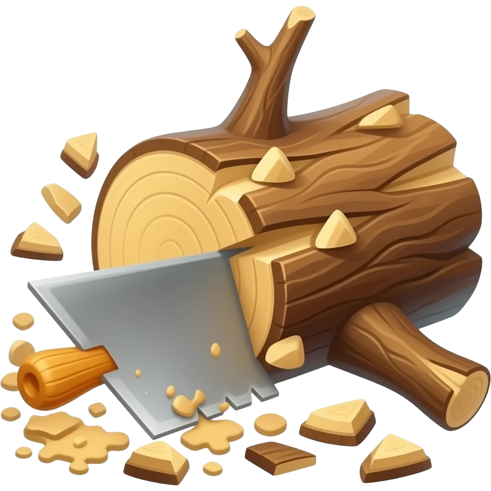 Can you make and action imogie with the saw cutting up a fallen tree emoji