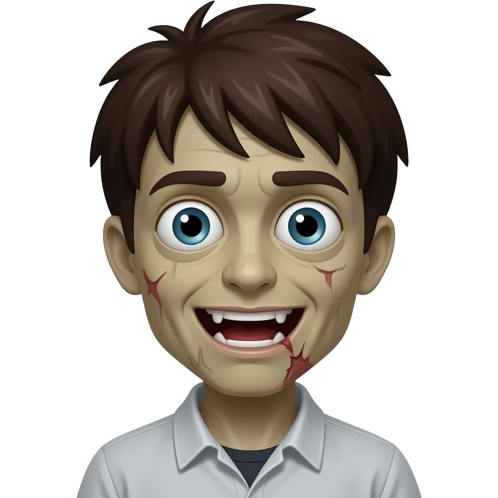 make the hair dark brown but keep it as a zombie emoji