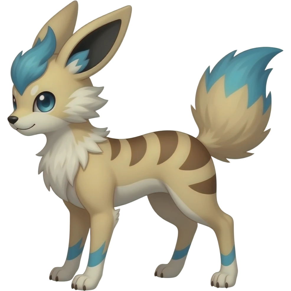 Slim thin lanky elegant oriental feral painted Absol-Litten-Fennekin-Sylveon-hybrid-animal emoji