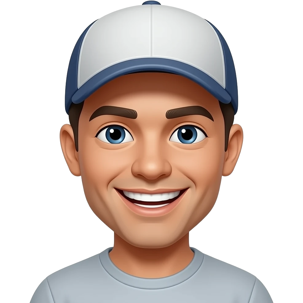 dişleri gözüküp gülerken cap şapka takmış emoji emoji
