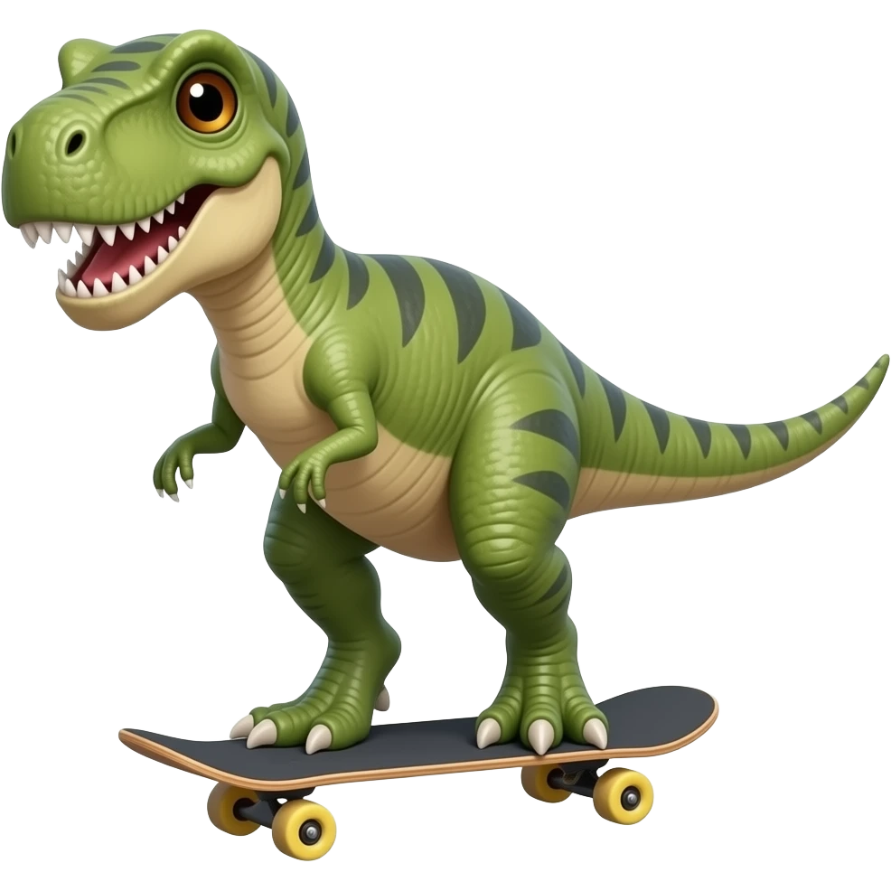 Dinosaur on a skateboard emoji