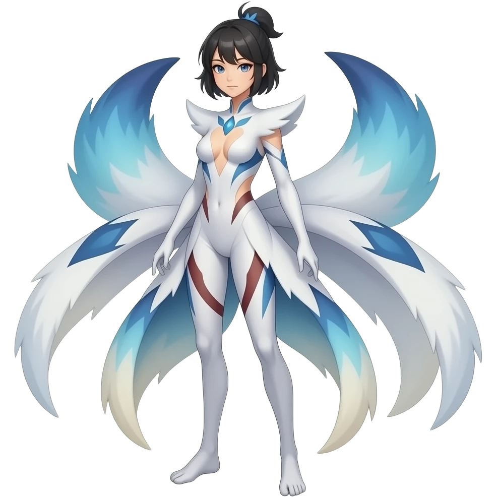 Slim thin lanky scrawny tall elegant oriental feral painted Asian Absol-Amaura-Aurorus-Sylveon-fusion-hybrid-creature emoji