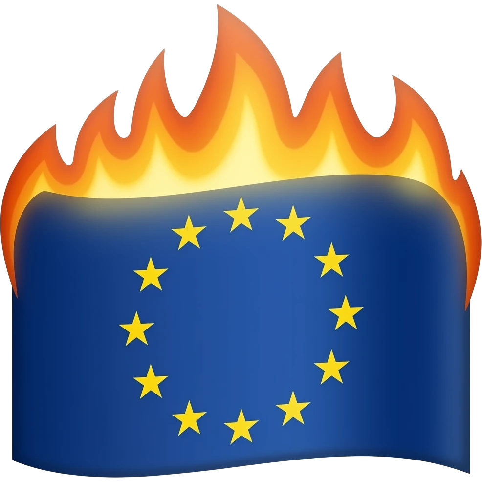 Burning "EU" flag emoji