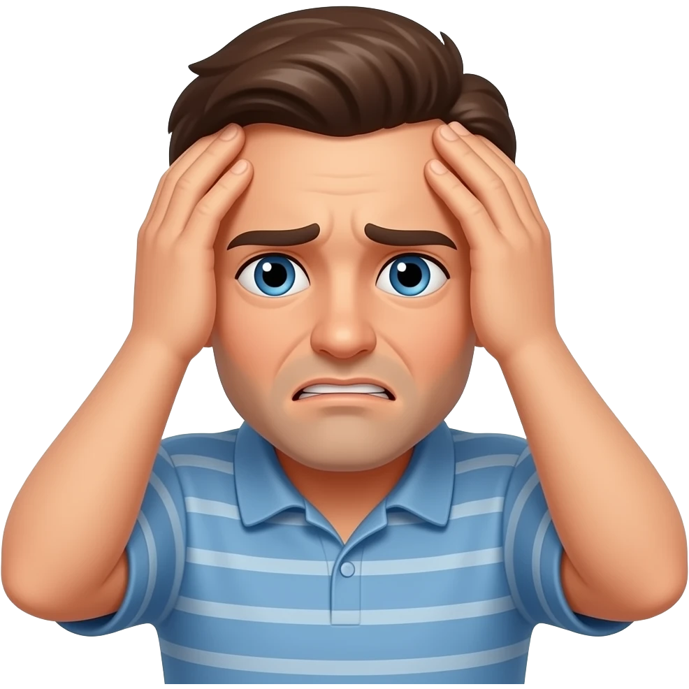 мужчина держится за голову и он очень сильно расстроен emoji