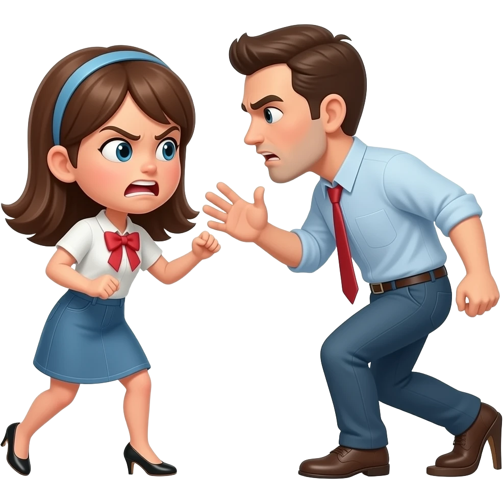 A girl angry on a man with heels emoji