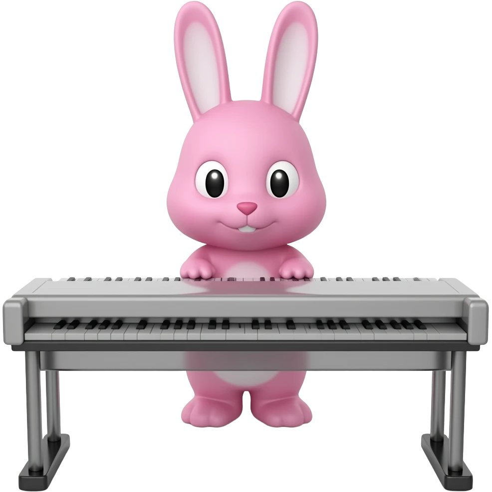 pink bunny playing clavinova emoji