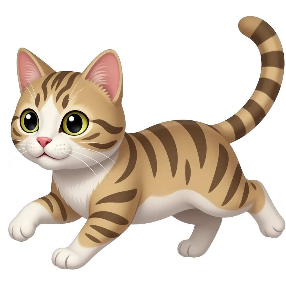 A 2d cartoon cat runs on fours and face foward emoji