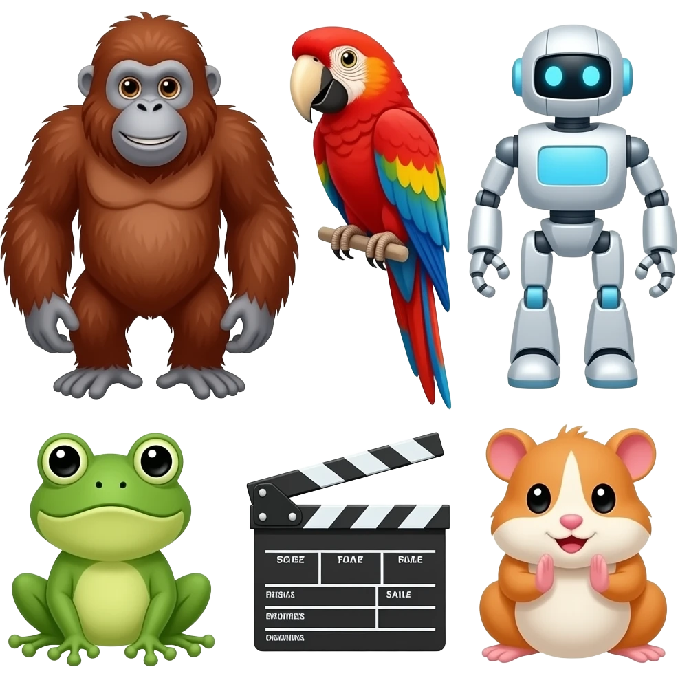 🦧🦜🤖🐸👶🐹👏👏👏👏👏🎬 create your movie emoji