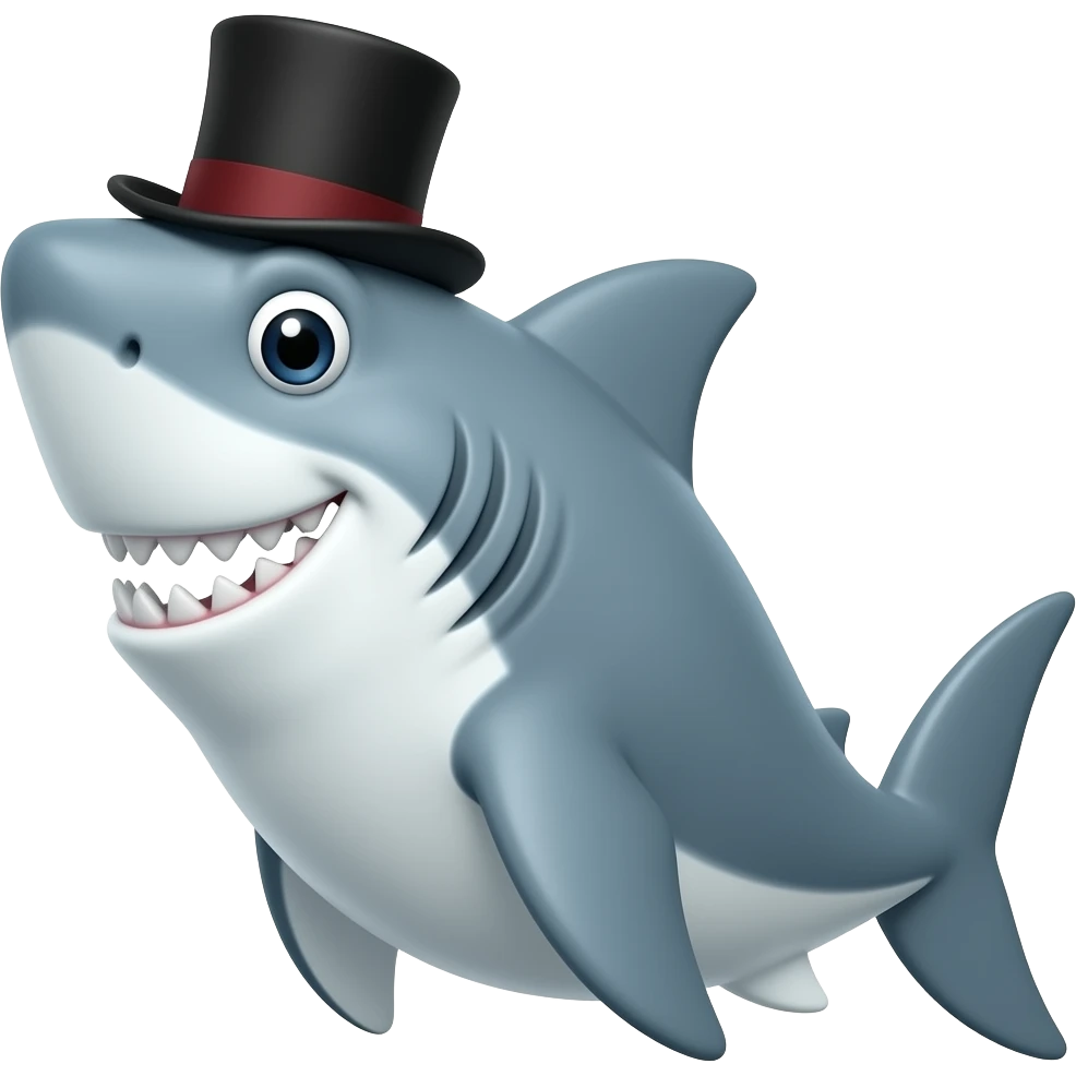 Shark with a top hat emoji