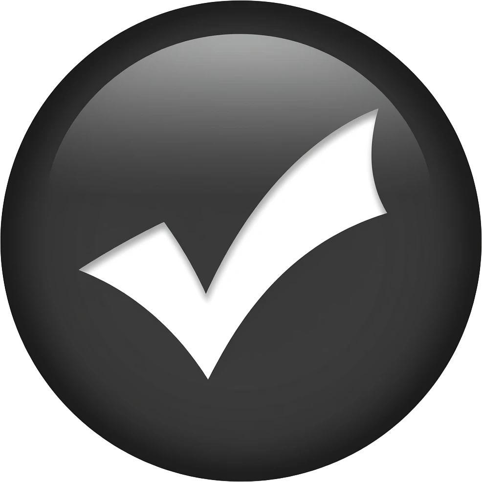 Make this Circle Black and the tick White no shades adding emoji