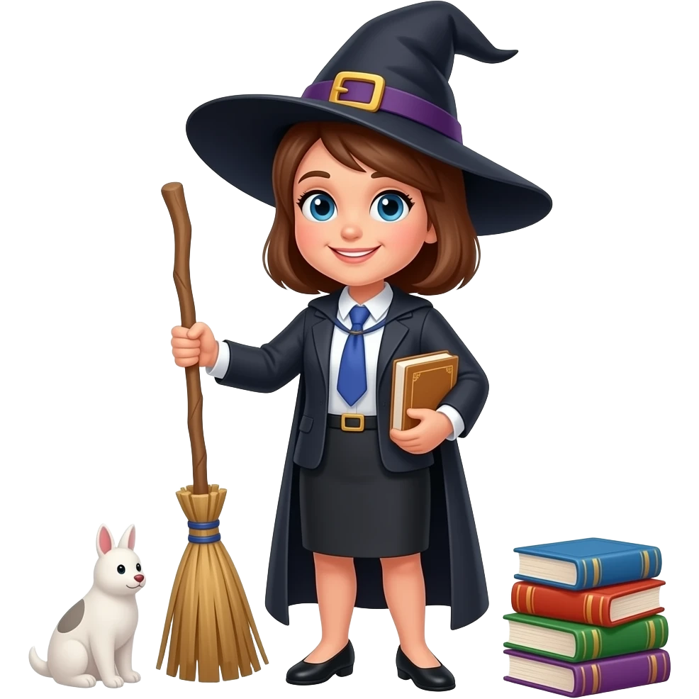 директорка школи ведьма з метлою і книжками і гола щоб було видно emoji