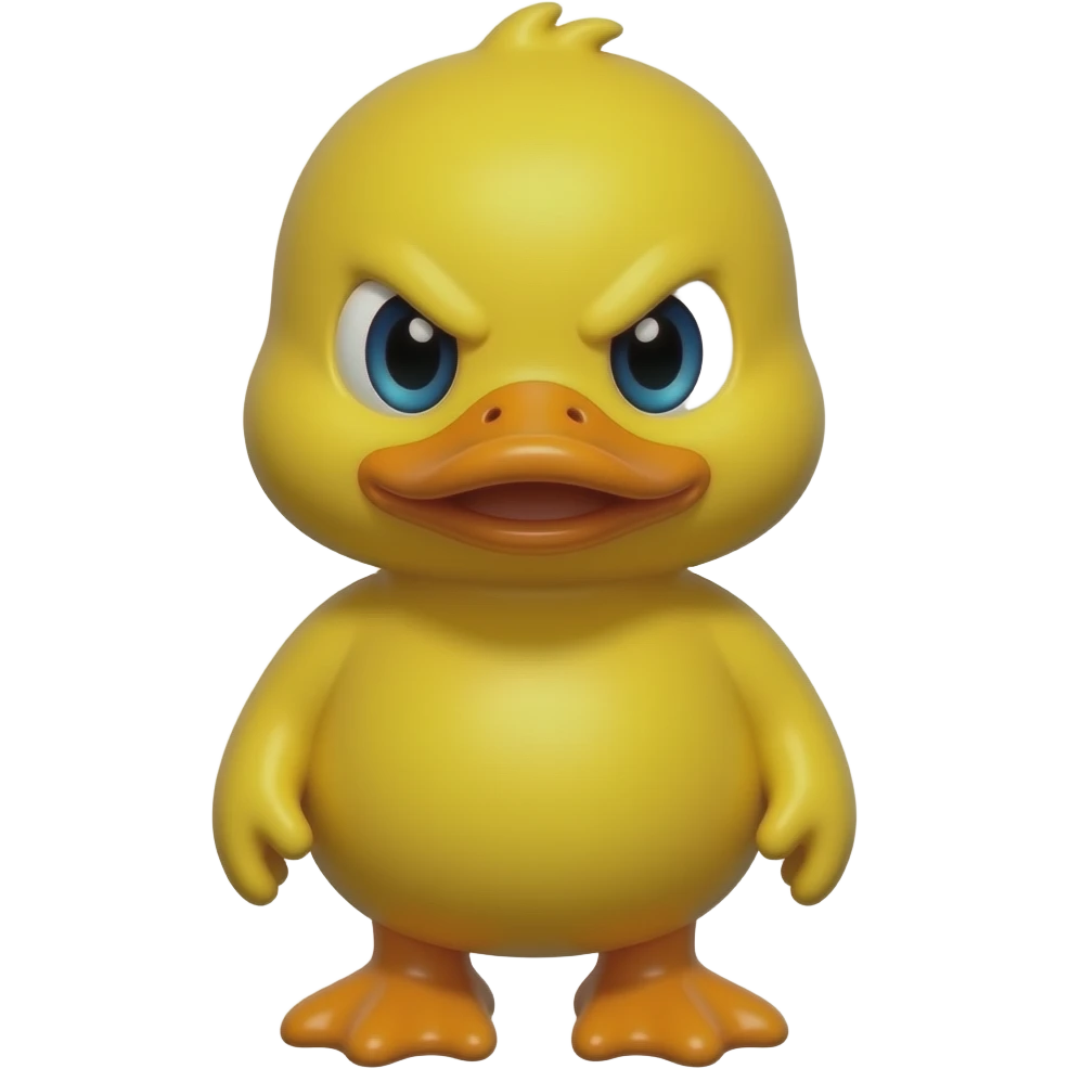 화난 표정의 물 오리 장난감 모양 전신 노랑색 emoji