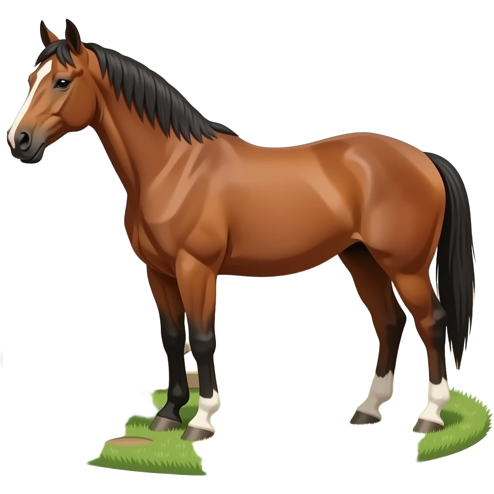 Horse standing at the paddock door in the big field emoji