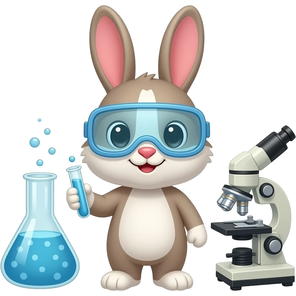 実験している様子　可愛い動物にして、うさぎとか emoji