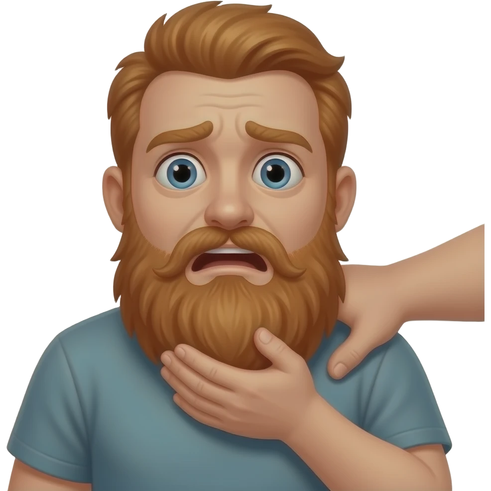 Choke hand scared man with long red beard tshirt emoji