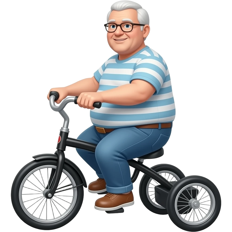 Bald Fat old man riding black tricycle emoji