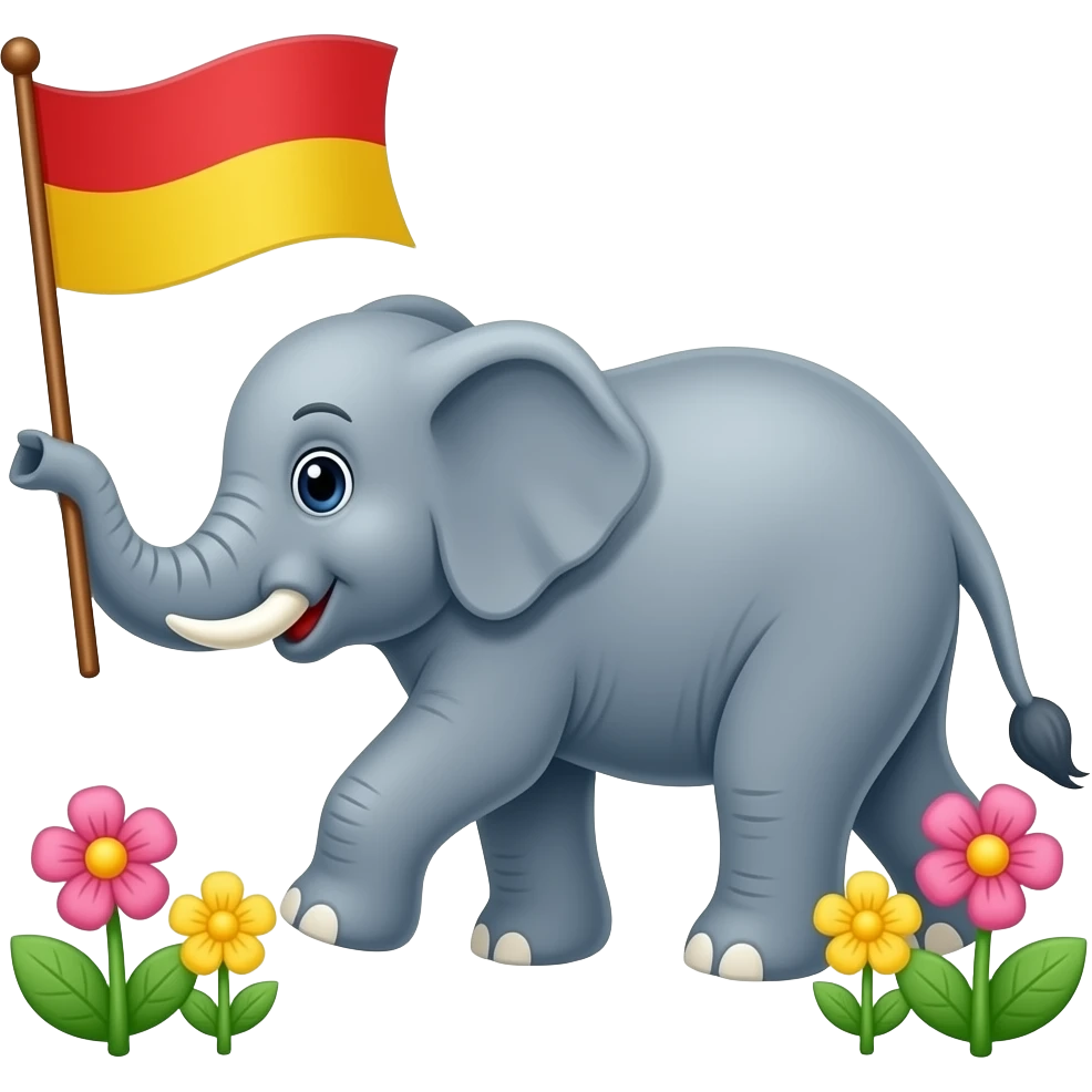 Top and bottom red center yellowflag centre   flower two side elephant slaiding emoji