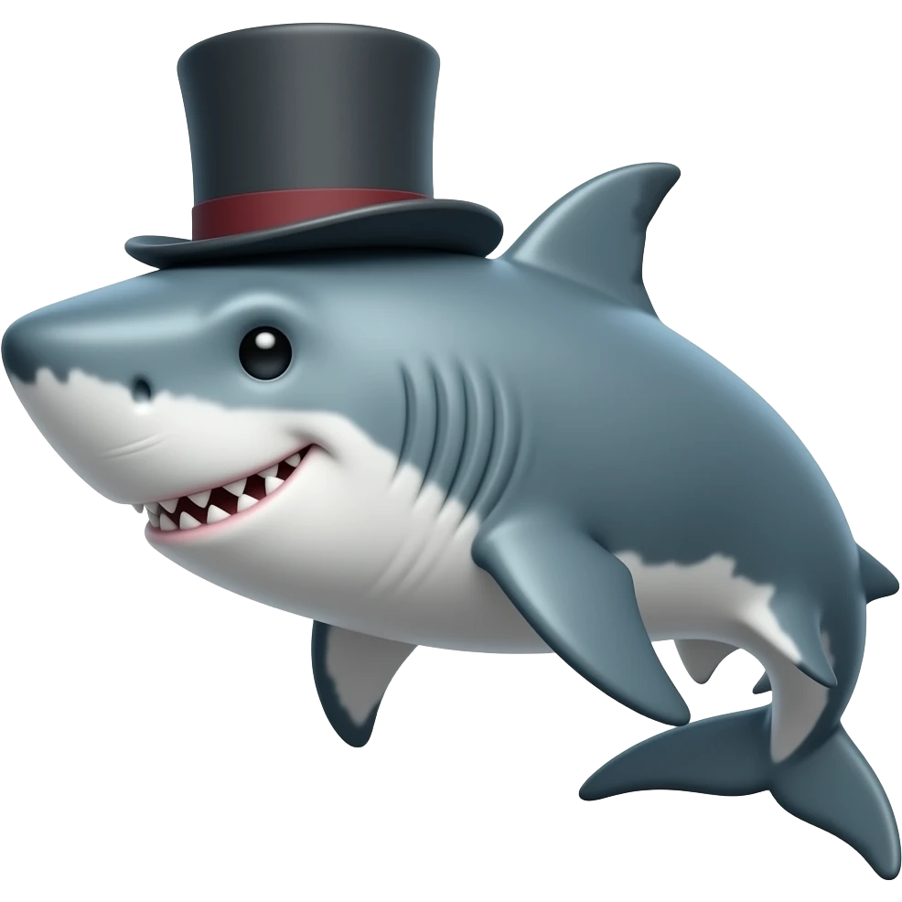 Shark with a top hat emoji