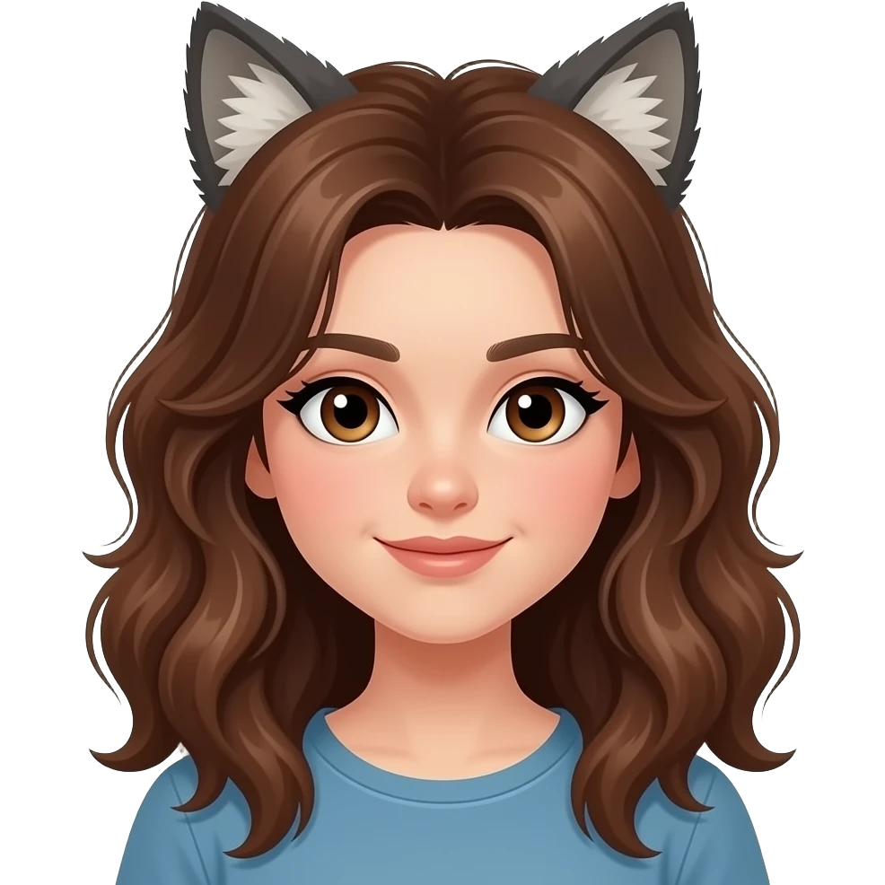 Werewolf girl with brown hair wavy hair, teen emoji