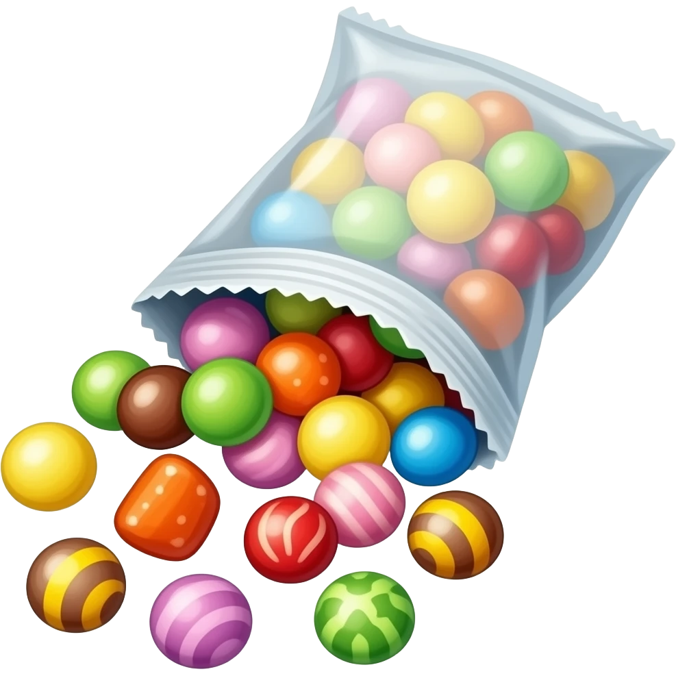 Открытый пакет со сладостями emoji