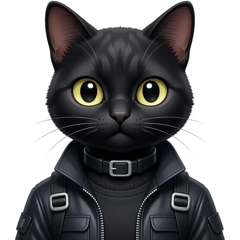 Gorgeous furry gothic dark techwear anime style anthro black cat fursona with blushing face aesthetic and pretty edgy black with collar and harness trending style emoji