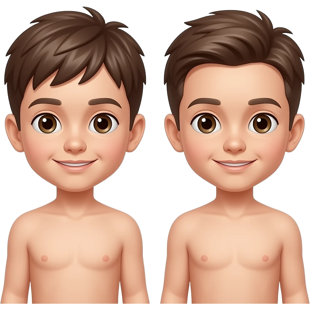 Two cute boys naked emoji