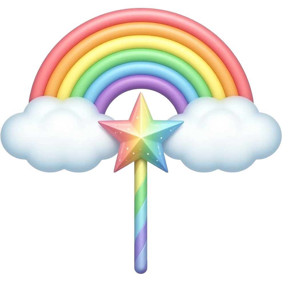 A rainbow pastel sparkle wand emoji