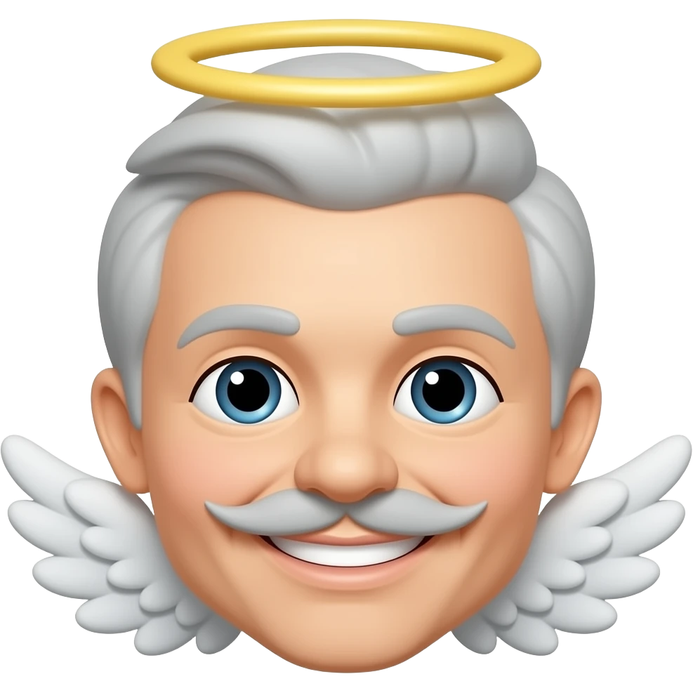 😇 이 이모지에 콧수염 추가. 사람 아님. 얼굴이모지 emoji