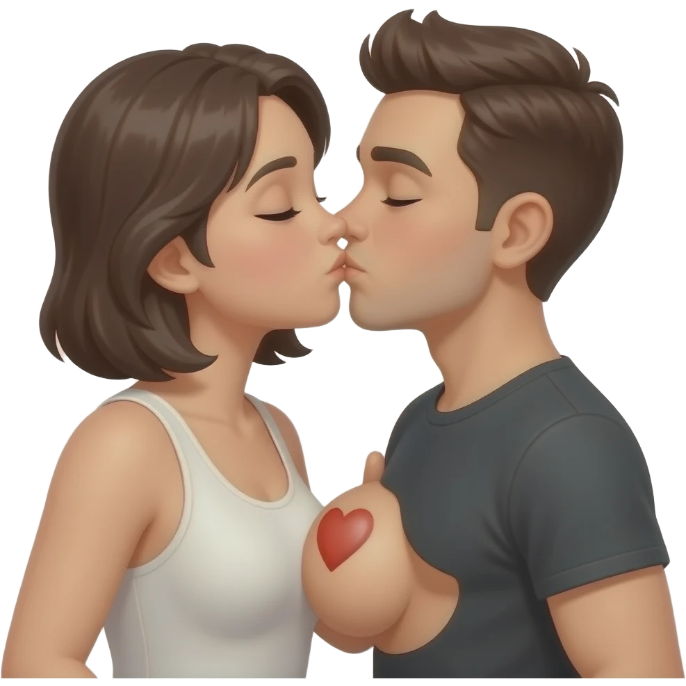 men kiss  breast emoji