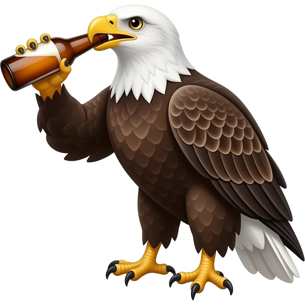 american bald eagle drinking a bottled beer emoji