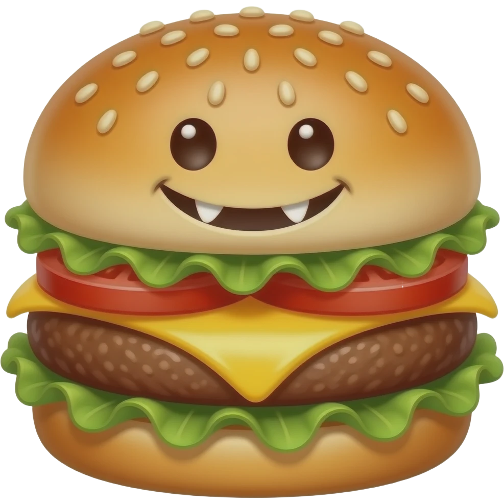 a cartoon monster cheeseburger emoji