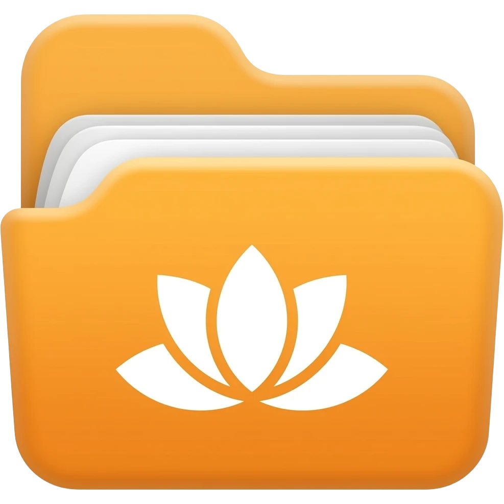 orange files icon with lotus flower logo in middle emoji