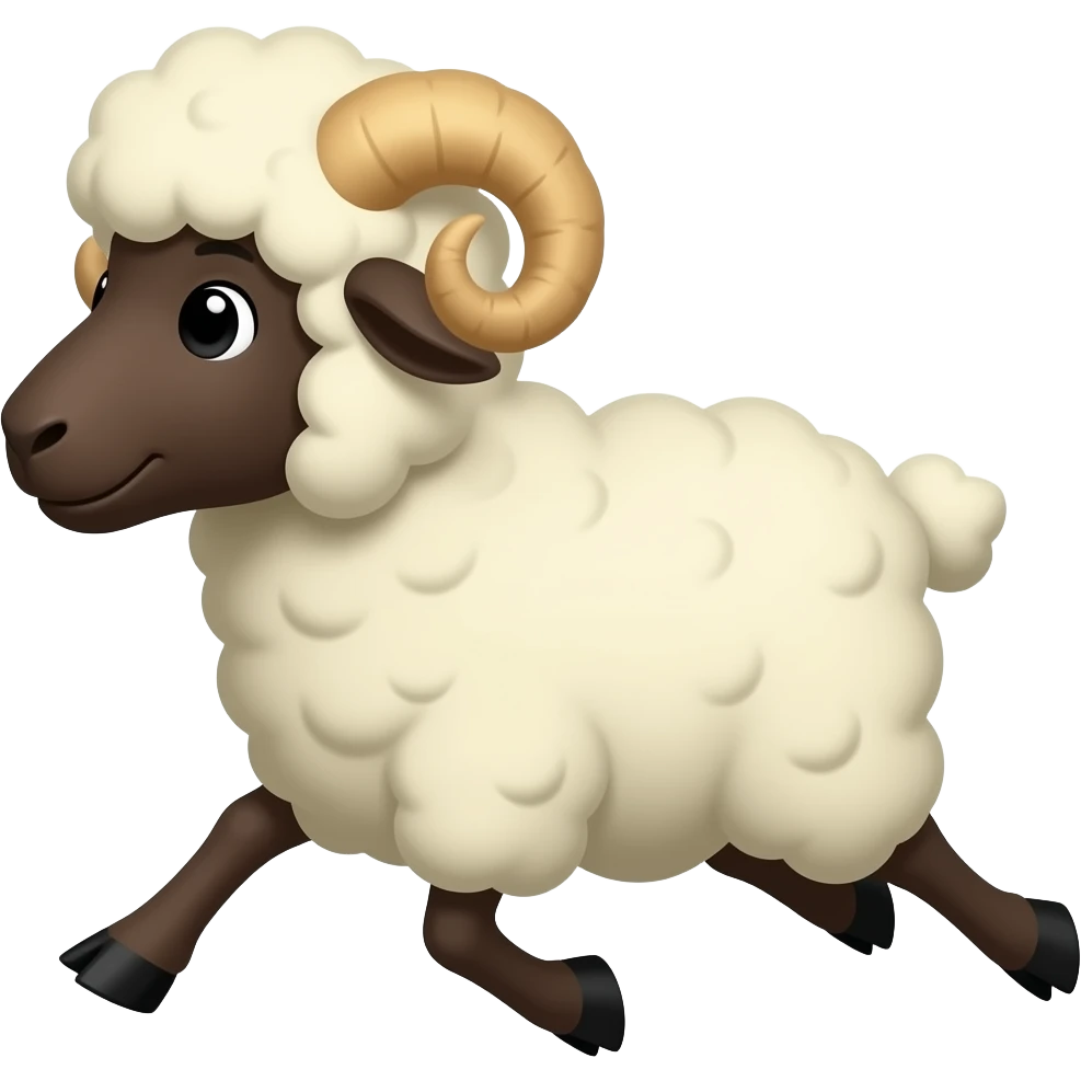 Cartoon ewe sheep runing emoji