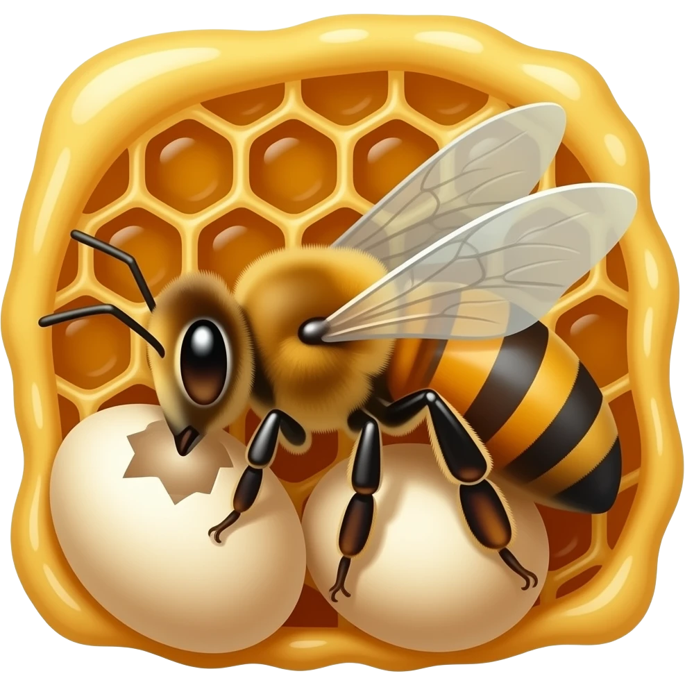 Queen bee laying eggs in hive emoji