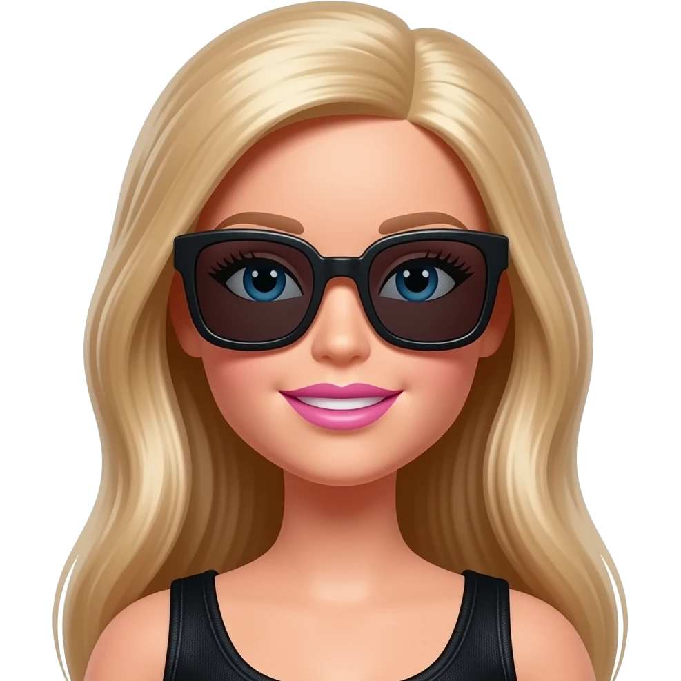 barbie w large square black sunglasses black sunglasses emoji