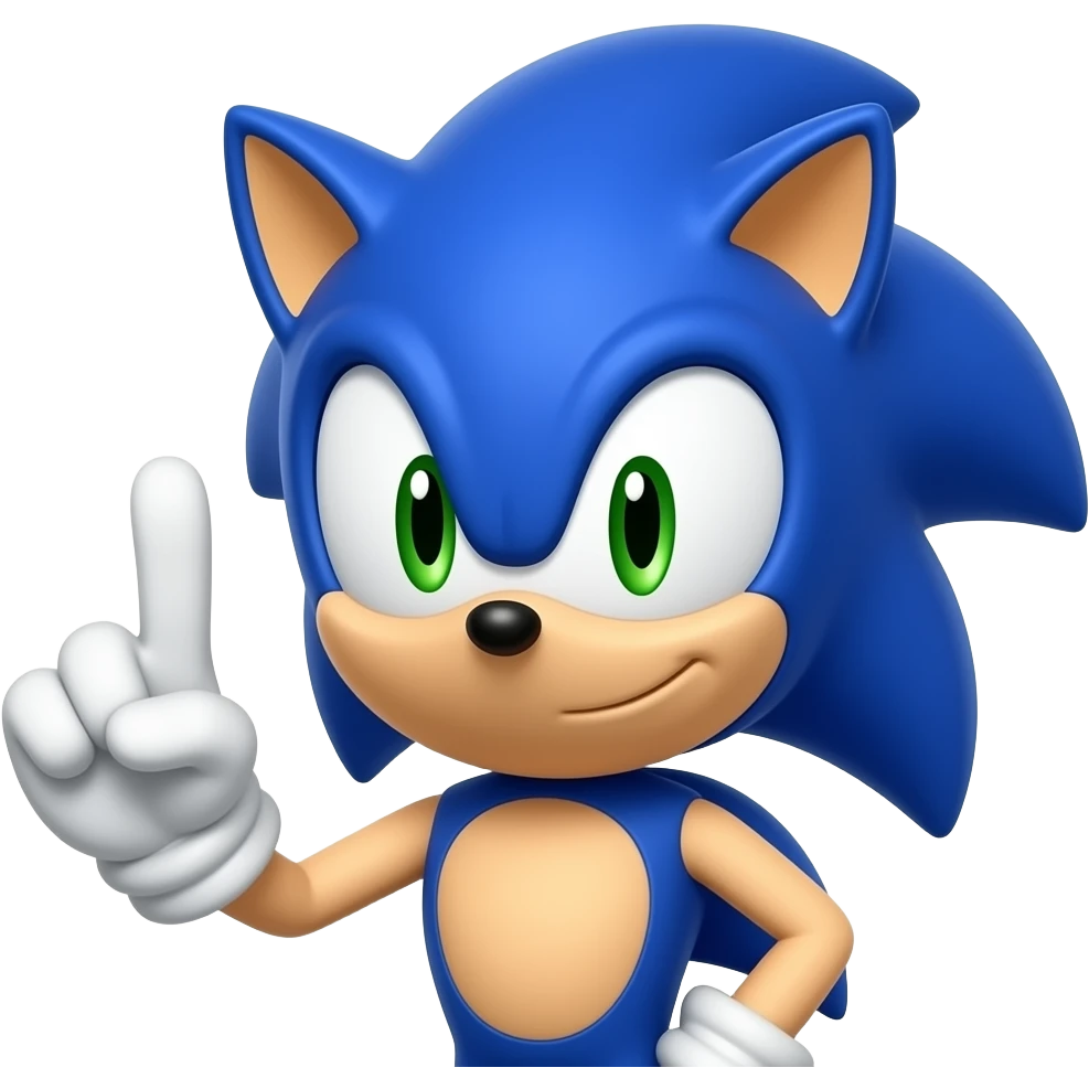 Sonic holding up 2 fingers, 3D emoji style emoji