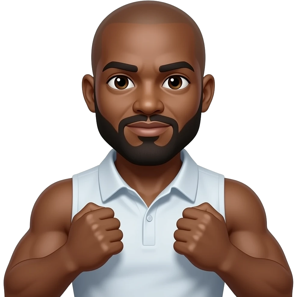 Create an muscular light skinned bald black guy with beard and mustache doing the shrug like this 🤷🏽 emoji