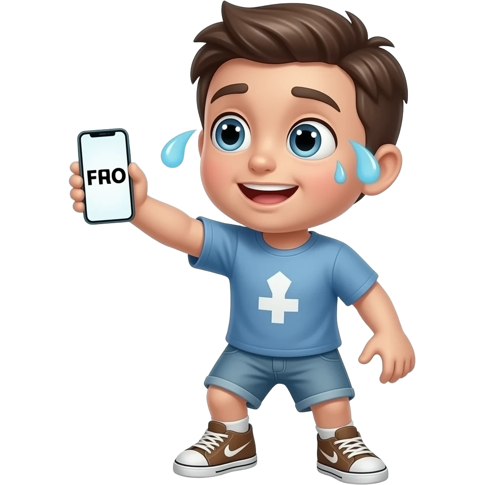 FOMO — sweating, wide eyes, reaching toward glowing phone screen emoji