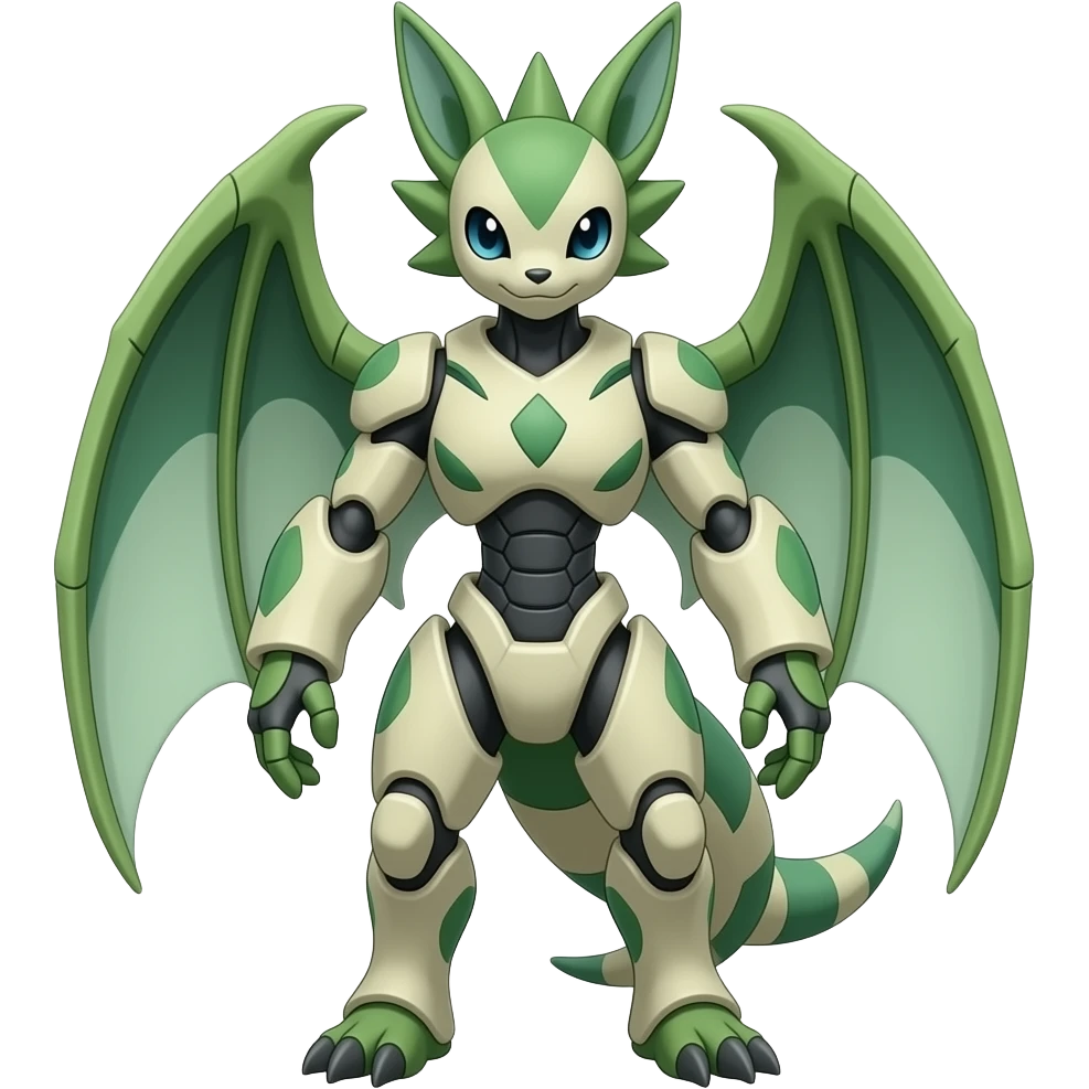 Genesect-Flygon-Treecko-Exveemon-Fakémon-hybrid, full body emoji