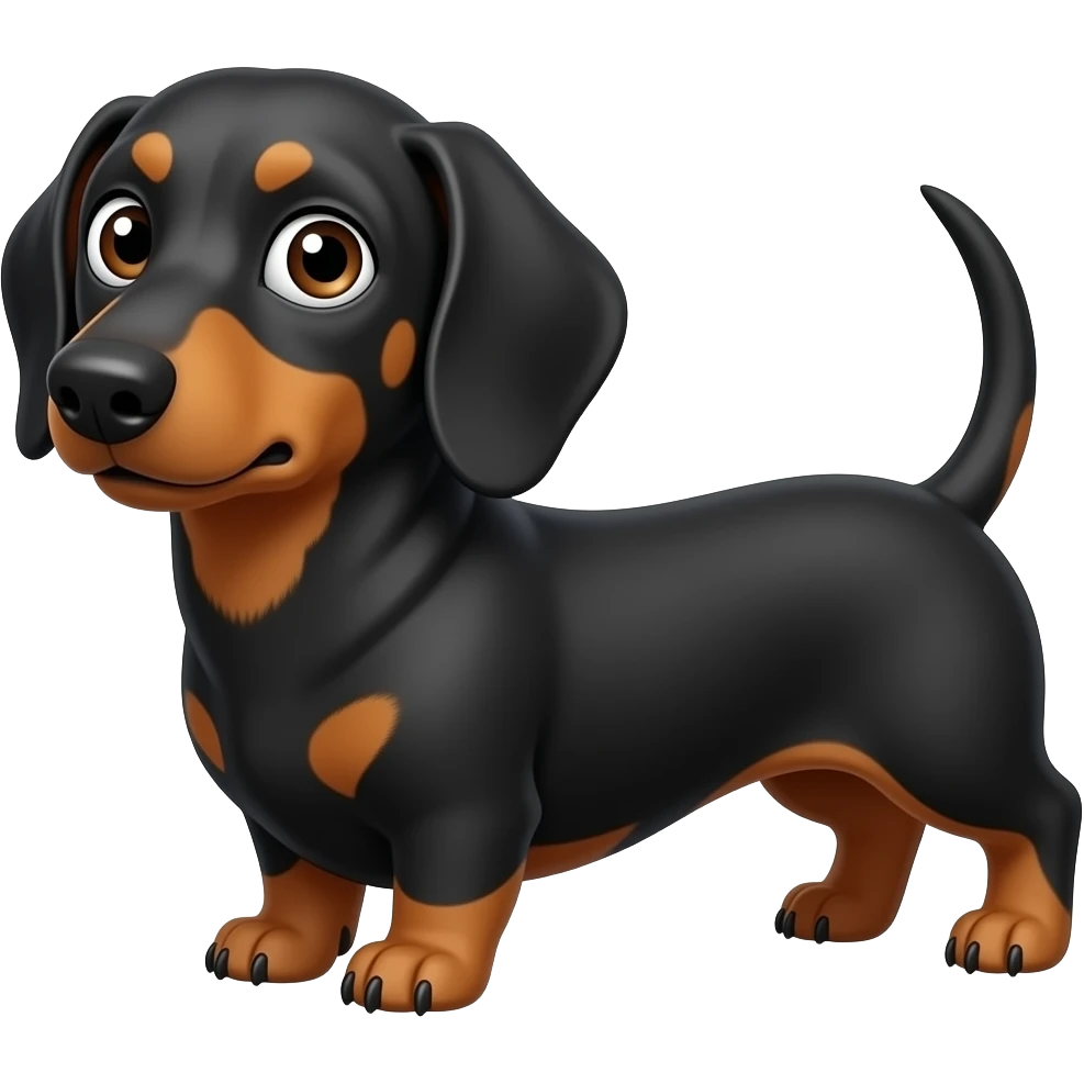 surprised dachshund side eye full body black and brown emoji