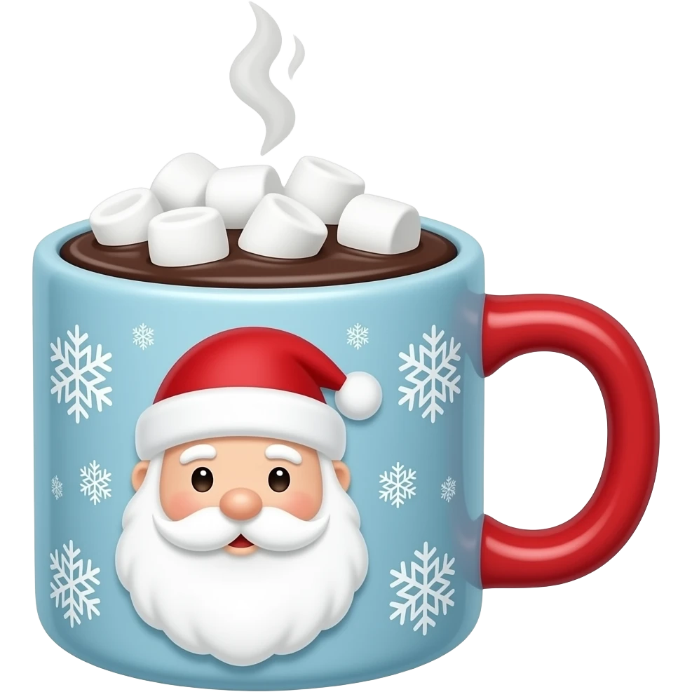Christmas hot chocolate mug with marshmallows emoji