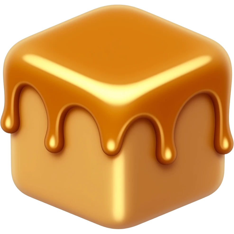 caramel cube drip emoji | AI Emoji Generator