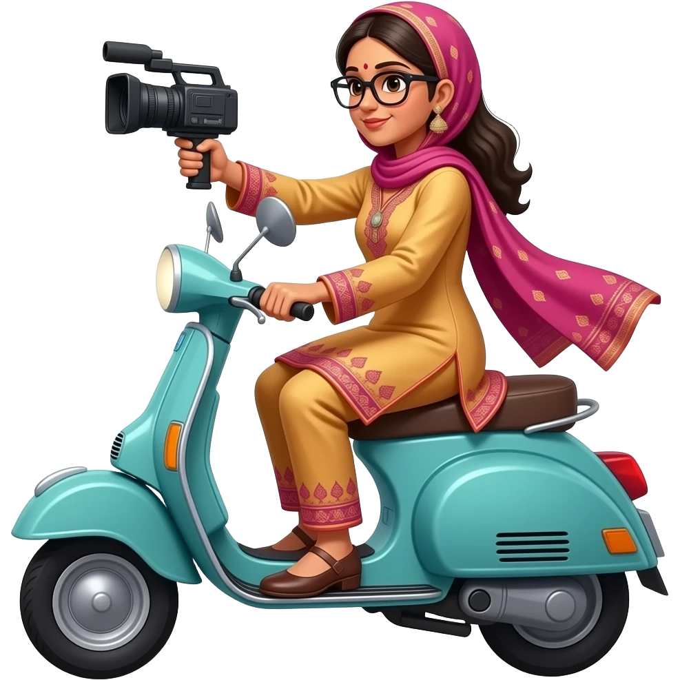 Scooty salwar suit indian lady with specx dive video emoji