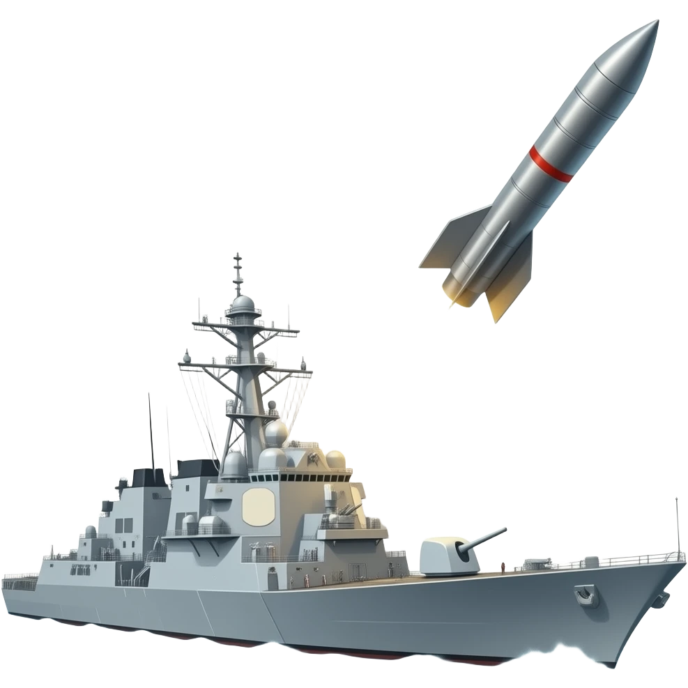 a realistic warship launching a missile emoji