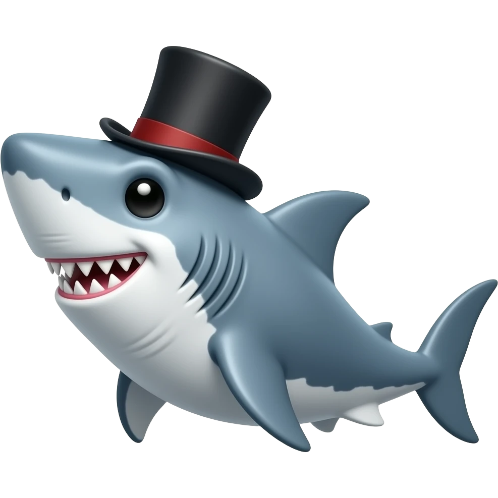 Shark with a top hat emoji
